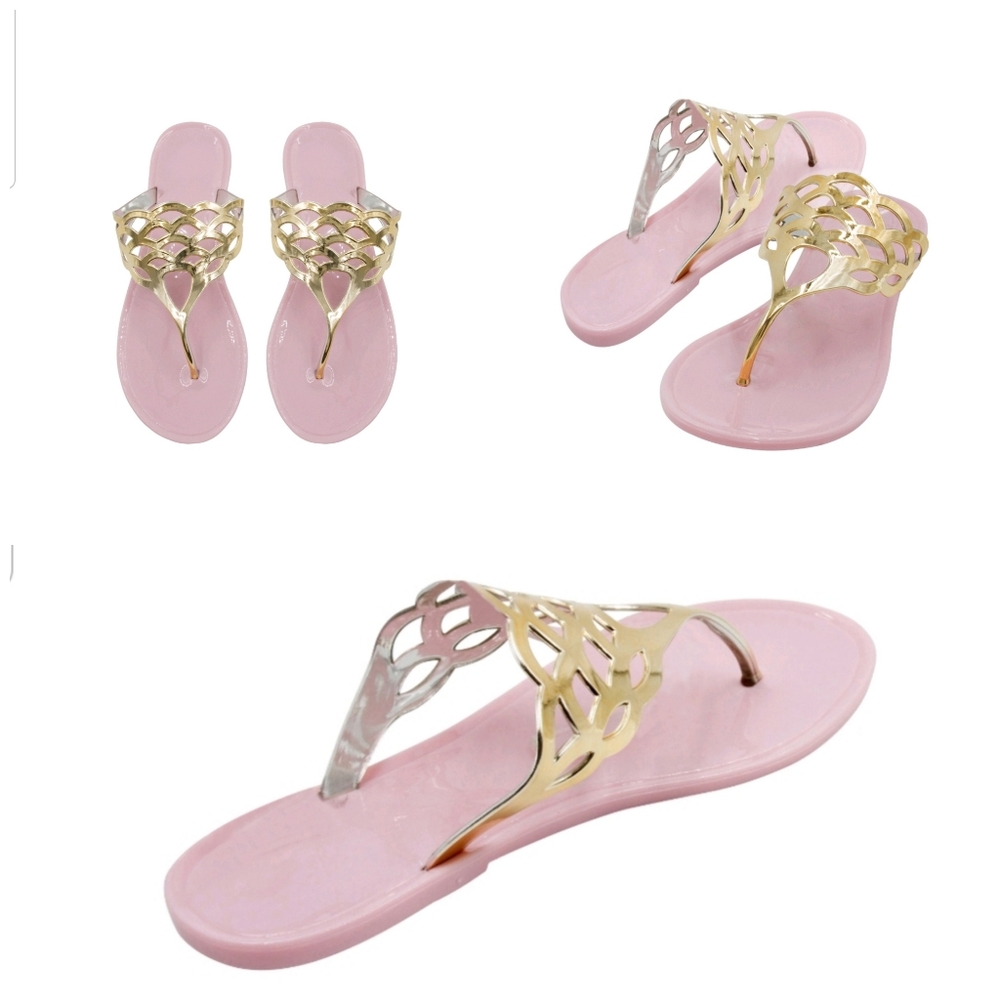 Pink and Gold Jelly Style Flops NWTS